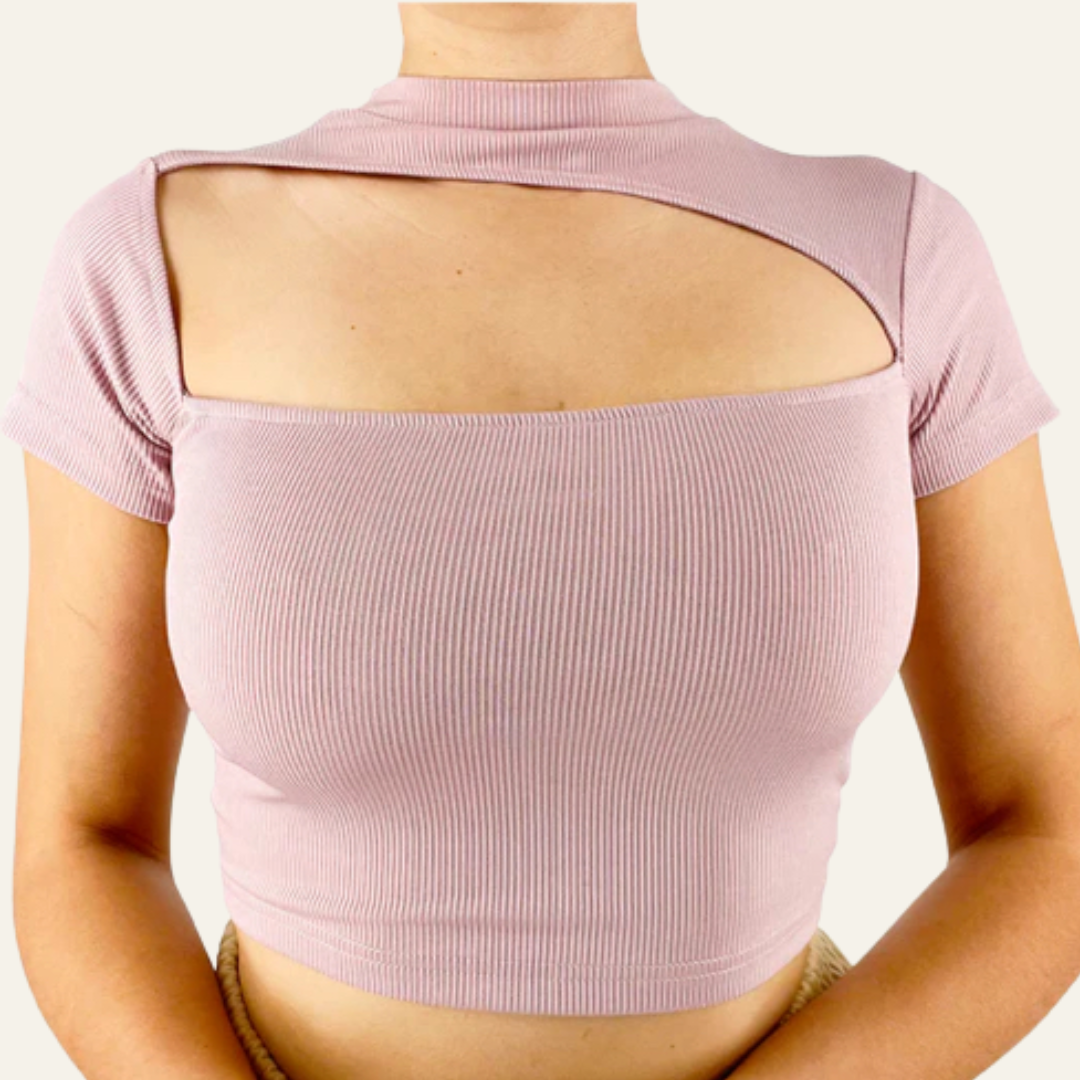 Shay Ribbed Cut Out Crop Top Lilac