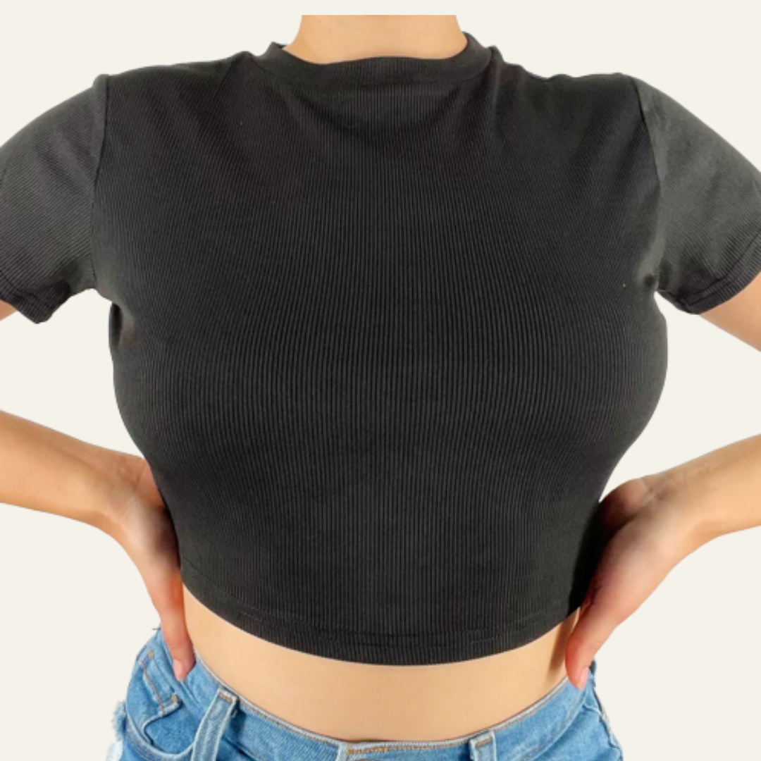 Sol Ribbed Crop Top Black