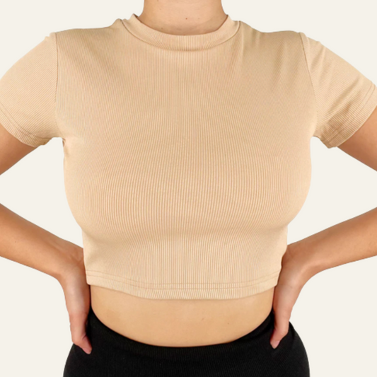 Sol Ribbed Crop Top khaki